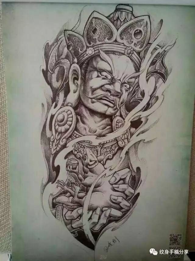 纹身图案黄财神 - 南京清水文身的快手