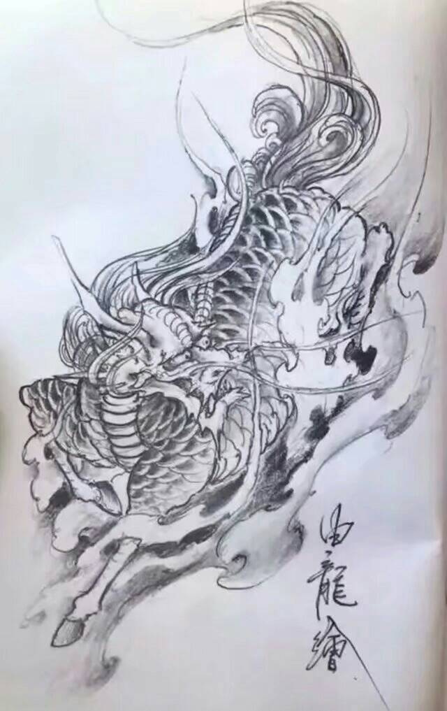 由龙绘麒麟,喜欢的朋友关注,作品发不了,发手稿,看加