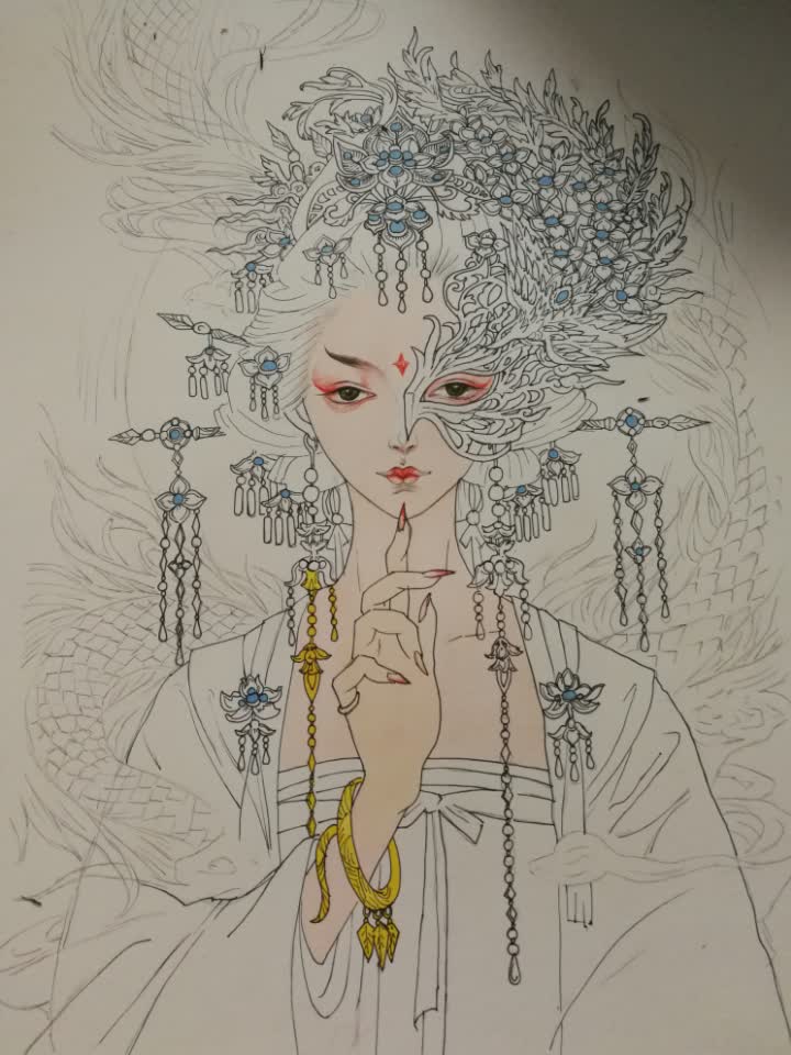 眼都快瞅瞎了 才画了个线稿 - 新一mm(手绘)的快手